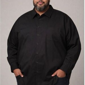 Men's Black Shirt Croft & barrow dress shirt casual button down SZ XXL Neck 18.5